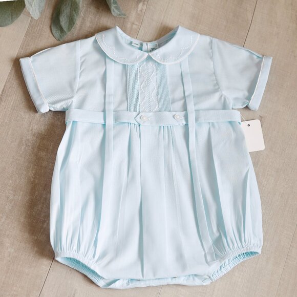 Blue Heirloom Romper Creeper Feltman Brothers 3 Month Baby Special Occasion NWT - Picture 8 of 8